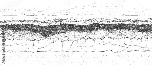 Black and white distressed cracked asphalt texture with granular details grunge