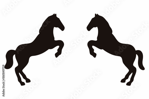 horse silhouette vector illustration, black horse silhouettes rearing up Vector	
