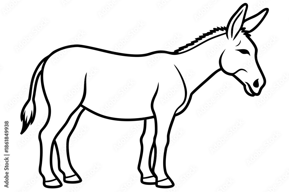 Fototapeta premium donkey line art vector illustration, Simple line drawing of a donkey standing Vector
