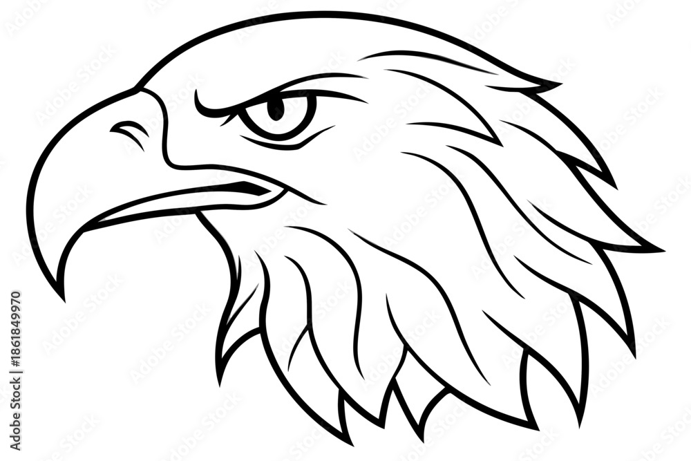 Fototapeta premium eagle head line art vector, Bold eagle head outline drawing Vector