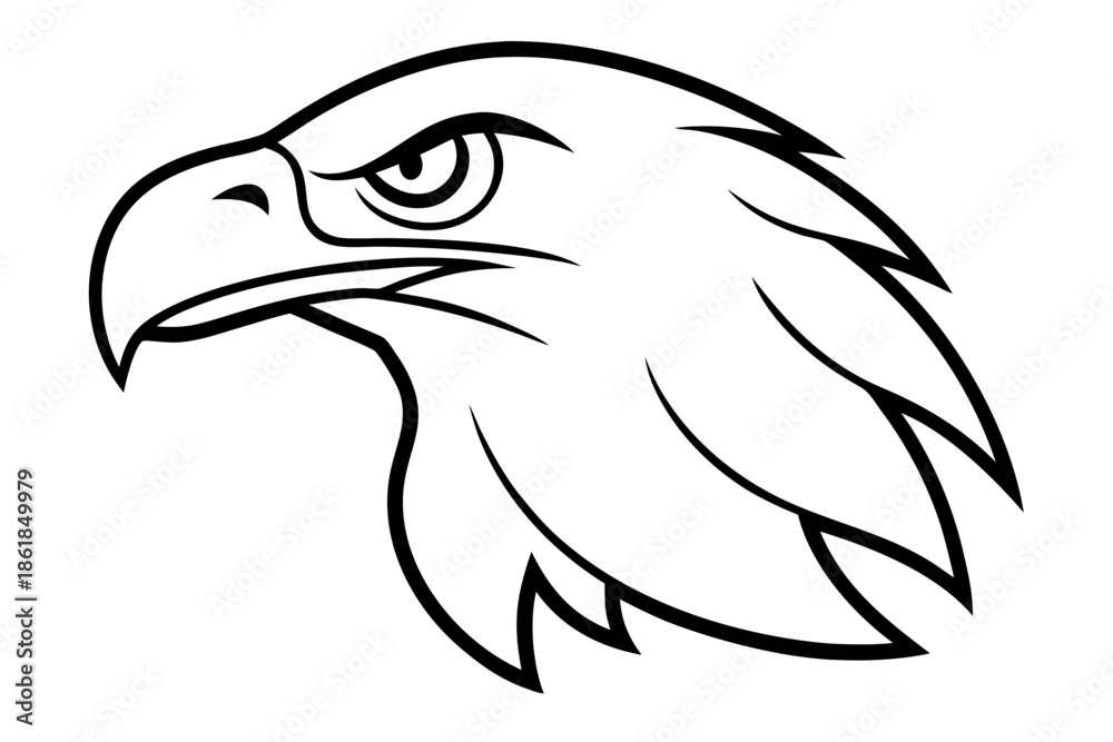 Obraz premium eagle head line art vector, Bold eagle head outline drawing Vector
