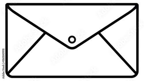 Line art illustration of an envelope depicting a closed message for communication