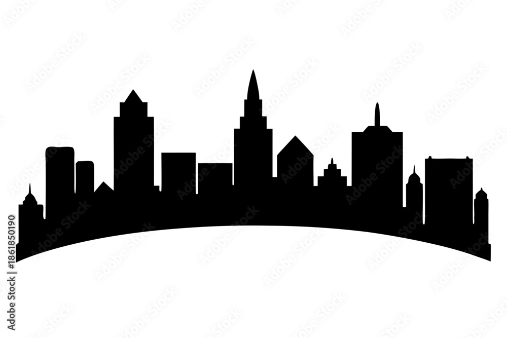 Fototapeta premium Boston city skyline silhouette, Modern city skyline silhouette with tall buildings Vector