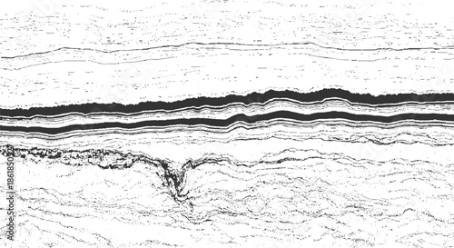 Abstract black and white layered texture with rough organic lines and dots pattern