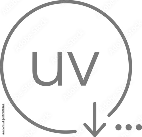 UV exposure line icon illustration, ultraviolet radiation download arrow sun safety minimal outline symbol