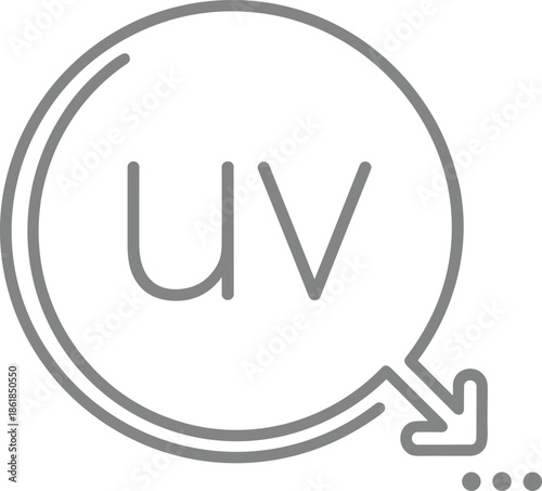 UV protection line icon illustration, ultraviolet rays shield skincare sun safety minimal outline symbol