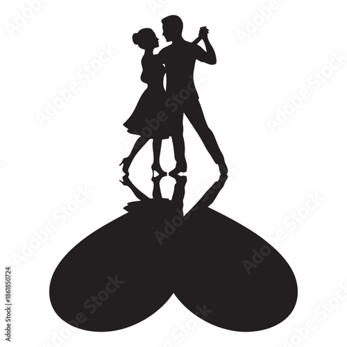 Romantic couple dancing together in elegant pose