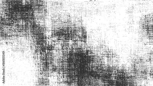 Black and white textured background with a dense grid pattern and scattered dots