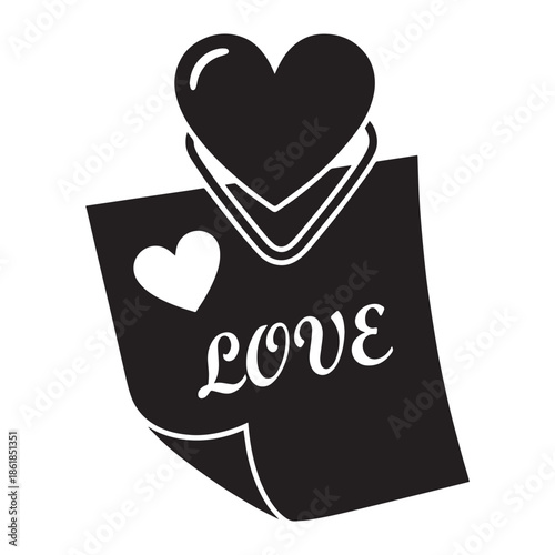Stylish love symbol on a note with heart design element