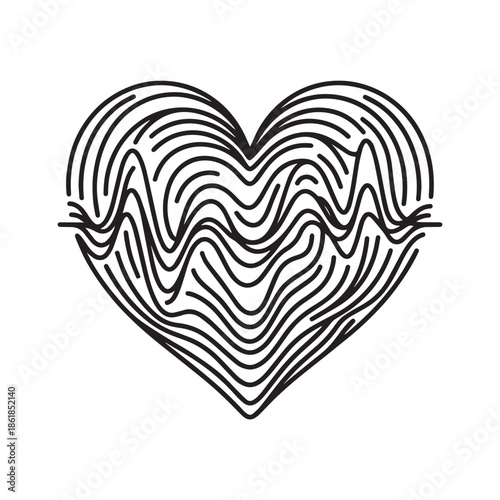 Stunning heart shaped fingerprint pattern in black lines