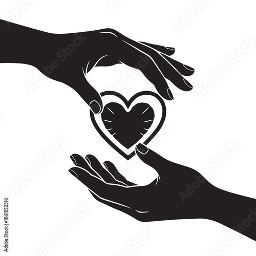 Hands cradling a heart symbolizing love and care