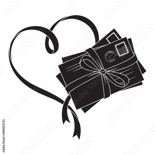 Romantic heartfelt letters tied with ribbon in elegant bow