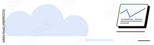 Blue cloud and data chart with upward trend, symbolizing cloud computing, analytics, growth. Ideal for business, technology, innovation, data science progress forecasting modern solutions. Simple