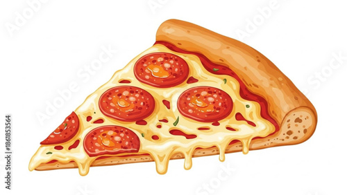 A mouth-watering graphic illustration of a classic pepperoni pizza slice