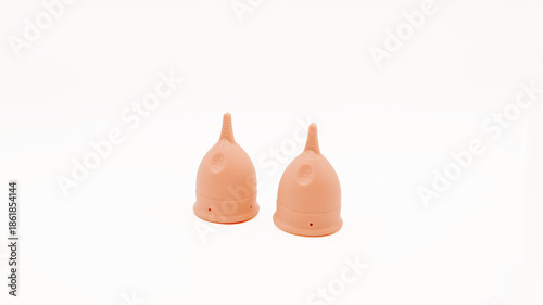 Two Menstrual Cups on White Background Isolated Product Shot