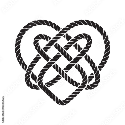 Intertwined ropes form heart shape symbolizing love and connection