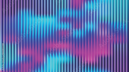 Glass ripple texture with dark gradient background and lilac light streaks. Futuristic distortion, moody abstract glow, reeded vertical blur. Vector illustration