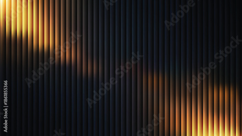 Glass ripple texture with dark gradient background and lilac light streaks. Futuristic distortion, moody abstract glow, reeded vertical blur. Vector illustration