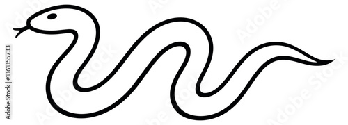 Hand drawn line art illustration of a snake depicting its slithering form for animal and nature concepts