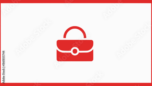 Modern red handbag icon in white background