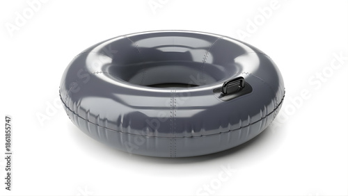 Inflatable gray swimming ring or snow tube isolated on white background studio shot
