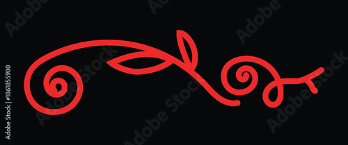 Red Floral Swirl Pattern on Black Background decorative