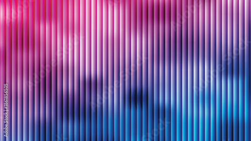 Glass ripple texture with dark gradient background and lilac light streaks. Futuristic distortion, moody abstract glow, reeded vertical blur. Vector illustration