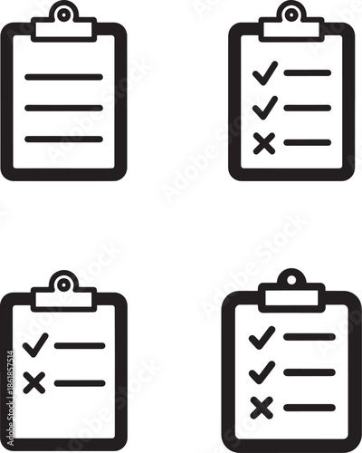 Four clipboards with checklist variations