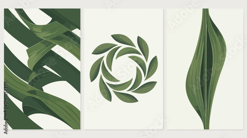 Green leaves illustrations for eco friendly designs and nature inspired projects