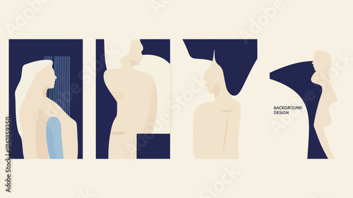 Modern minimalist background design with abstract human silhouettes