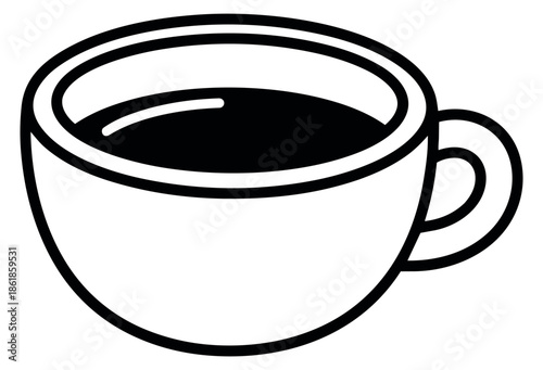 Line art illustration of a coffee cup depicting a hot beverage for a morning refreshment