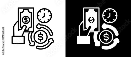 Recurring Payment whiteblack icon