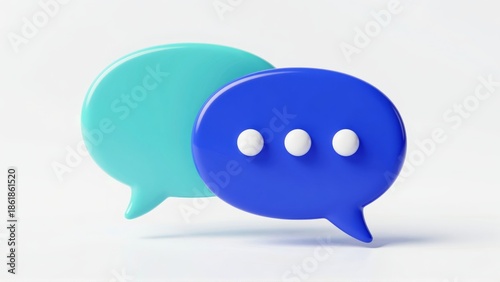 Turquoise and blue speech bubbles with ellipsis