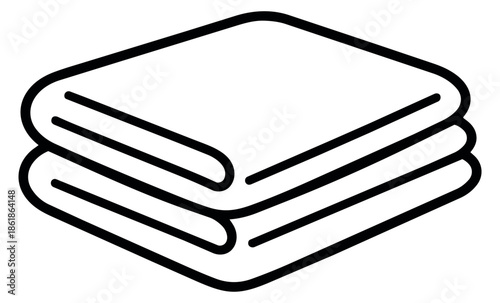 Line art illustration of a stack of folded towels depicting clean textile items for home care