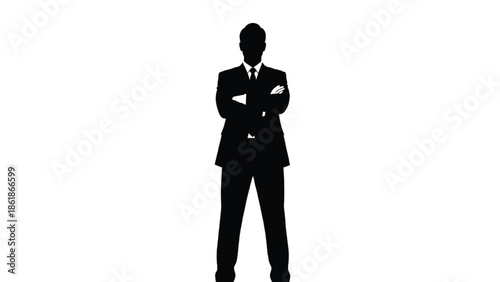 Silhouette of a man in a suit with arms crossed male