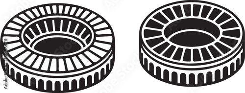 Stadium bowl isometric icon set vector with circular arena top view designs, minimalist black and white sports venue style