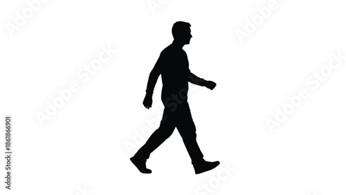 Silhouette of a Man Walking with a Whisk black