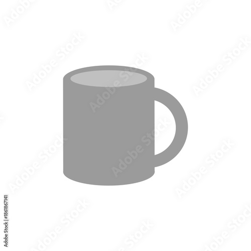 Simple gray mug front view vector illustration isolated on white background