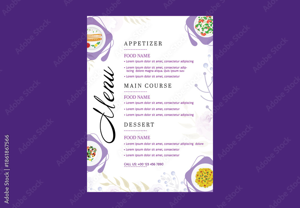 Generic Menu Card Editable Editable Restaurant Menu Card Template with Text Placeholder and ...