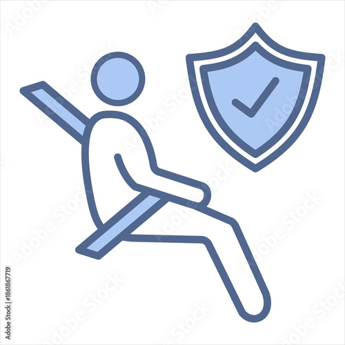 Airbag Blue Icon Vector Illustration