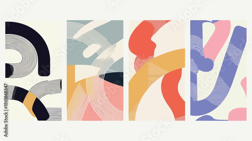 Vibrant abstract art panels in modern style for creative projects