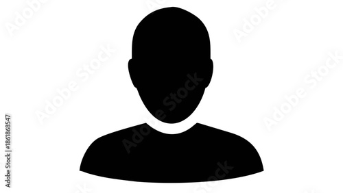 Flat illustration of a dark silhouette head and shoulders of a person