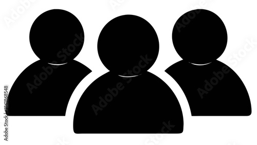 Flat illustration of three simplified black human silhouettes standing together