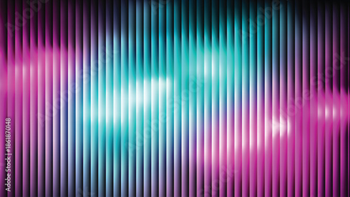 Glass ripple texture with dark gradient background and lilac light streaks. Futuristic distortion, moody abstract glow, reeded vertical blur. Vector illustration EPS