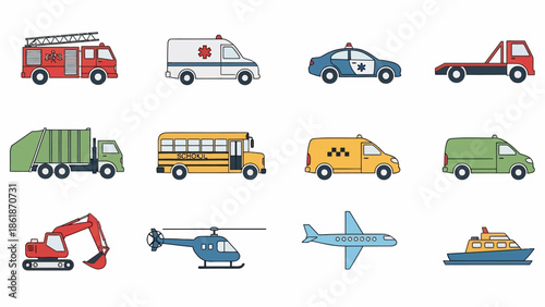 Collection of Various Vehicles and Machines.