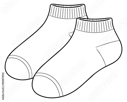 Line art socks set featuring a pair of ankle socks for fashion and apparel design
