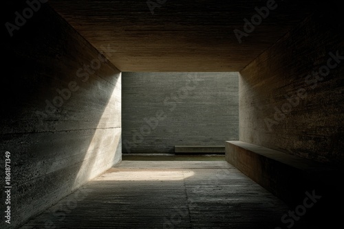 光が差し込むコンクリートの空間