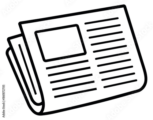 Line art illustration of a folded newspaper depicting news for communication design