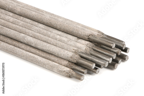 Foto Bundle of welding electrode tips showing metal core and flux