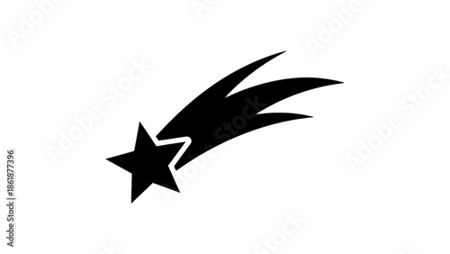 Vector illustration of a shooting star, a comet with a bright tail, on transparent background